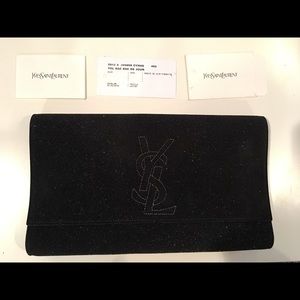 Yves Saint Laurent  clutch black glitter calfskin